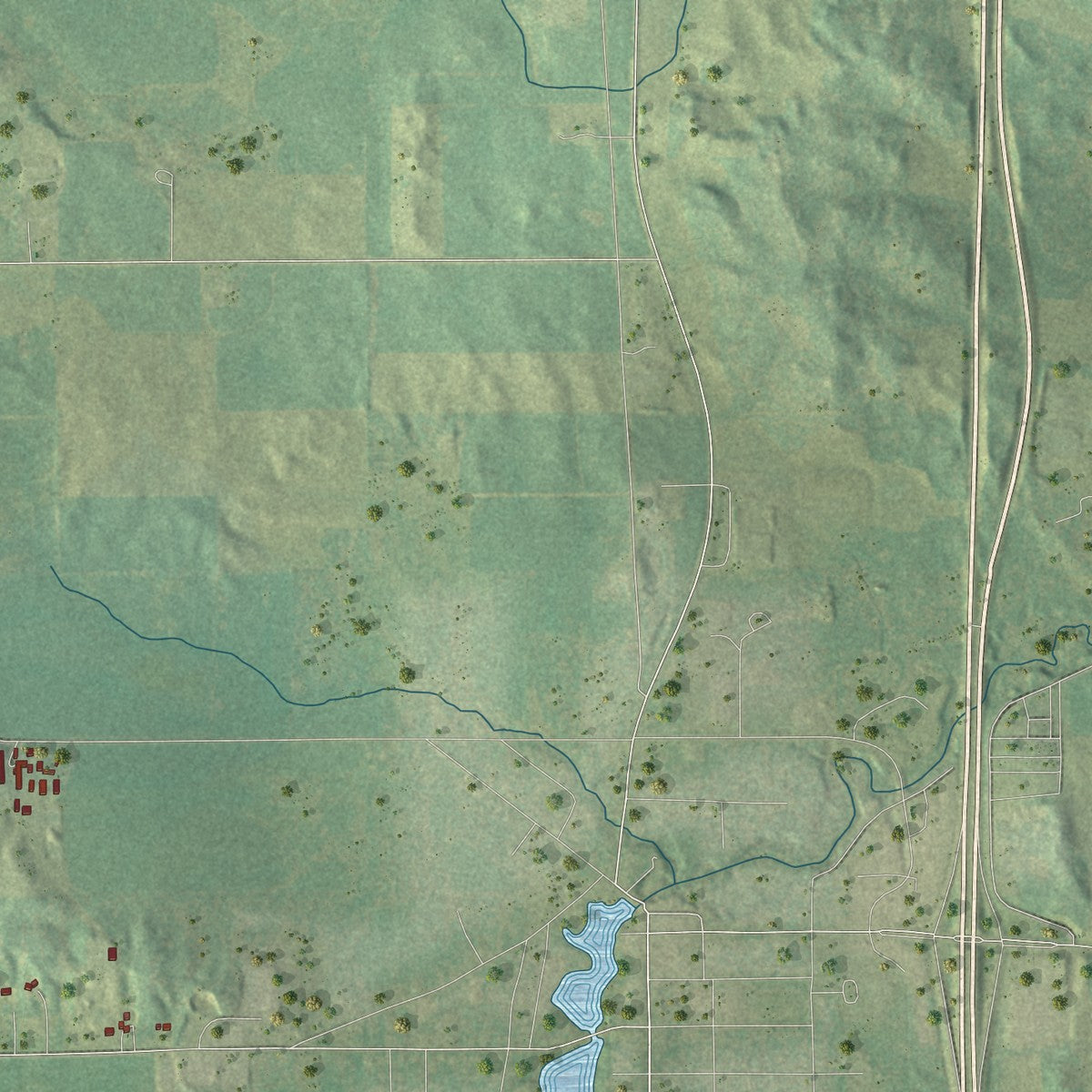 Second close-up of the map of the Town of Westfield, Marquette County, Wisconsin print showing more streets and buildings