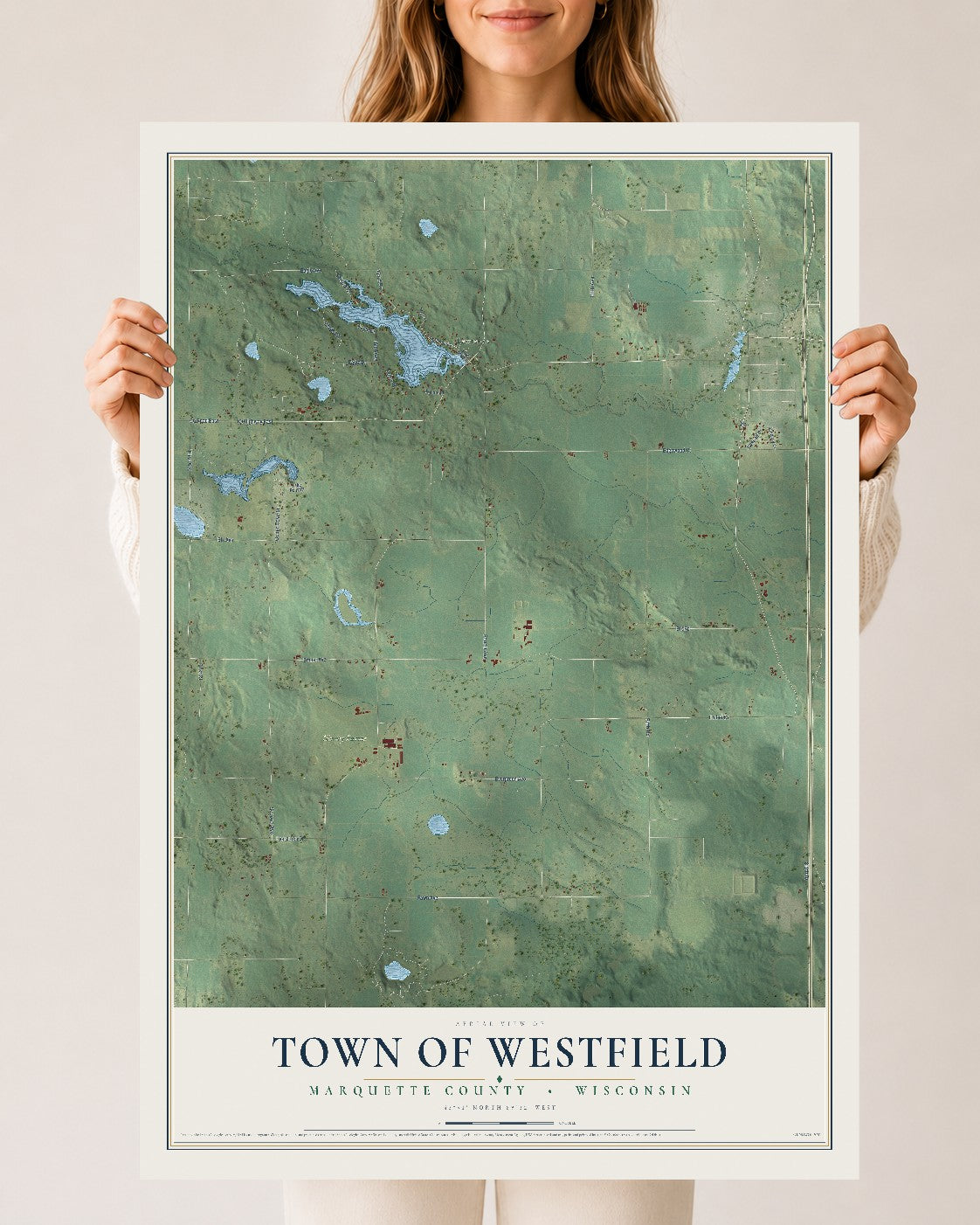 Map of the Town of Westfield, Marquette County, Wisconsin, 24 x 36 inch unframed archival matte print