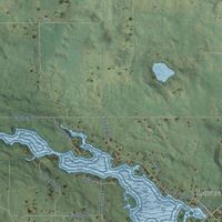 Close-up of the map of the Town of Westfield, Marquette County, Wisconsin print showing street and building detail