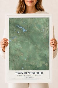 Map of the Town of Westfield, Marquette County, Wisconsin, 18 x 24 inch print in a white wood frame