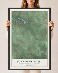 Map of the Town of Westfield, Marquette County, Wisconsin, 24 x 36 inch print in a black wood frame