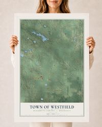 Map of the Town of Westfield, Marquette County, Wisconsin, 24 x 36 inch print in a white wood frame