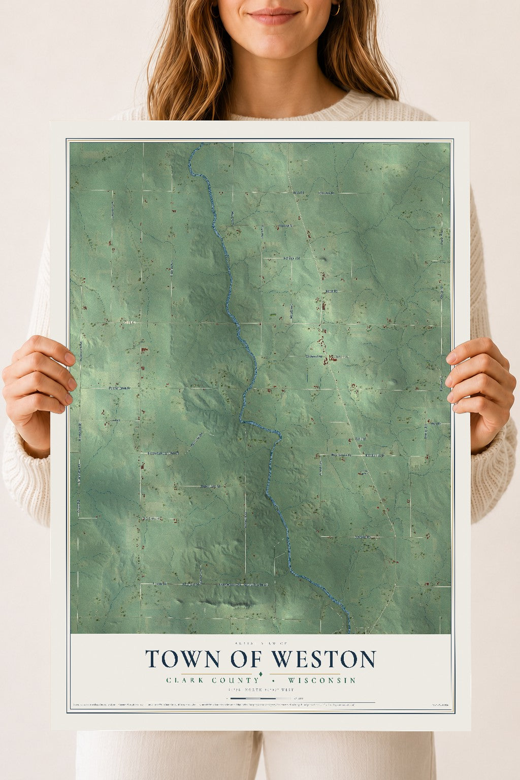 Map of the Town of Weston, Clark County, Wisconsin, 18 x 24 inch unframed archival matte print