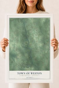 Map of the Town of Weston, Clark County, Wisconsin, 18 x 24 inch print in a white wood frame