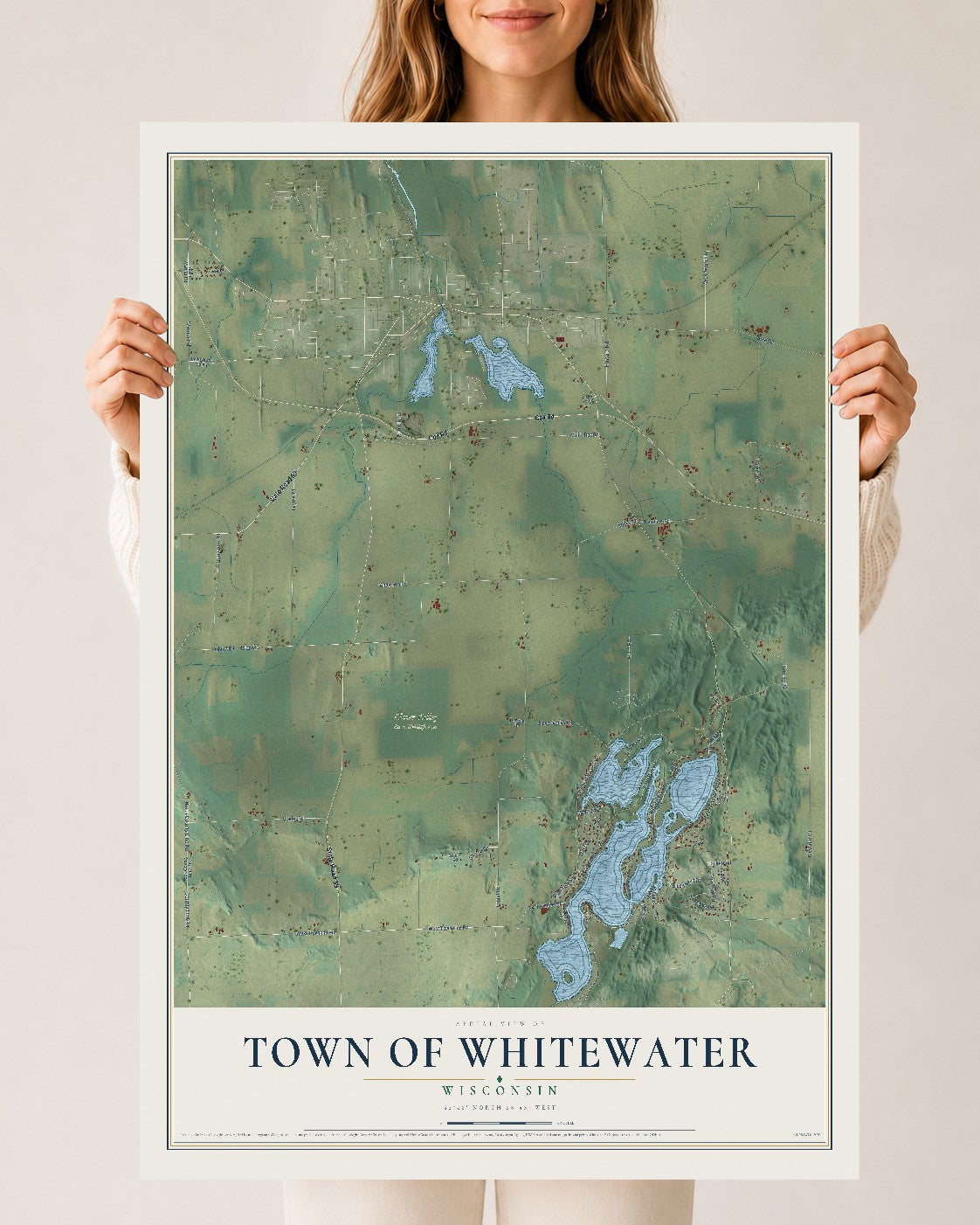 Map of the Town of Whitewater, Wisconsin, 24 x 36 inch unframed archival matte print