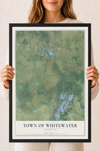 Map of the Town of Whitewater, Wisconsin, 18 x 24 inch print in a black wood frame