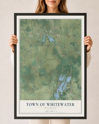 Map of the Town of Whitewater, Wisconsin, 24 x 36 inch print in a black wood frame