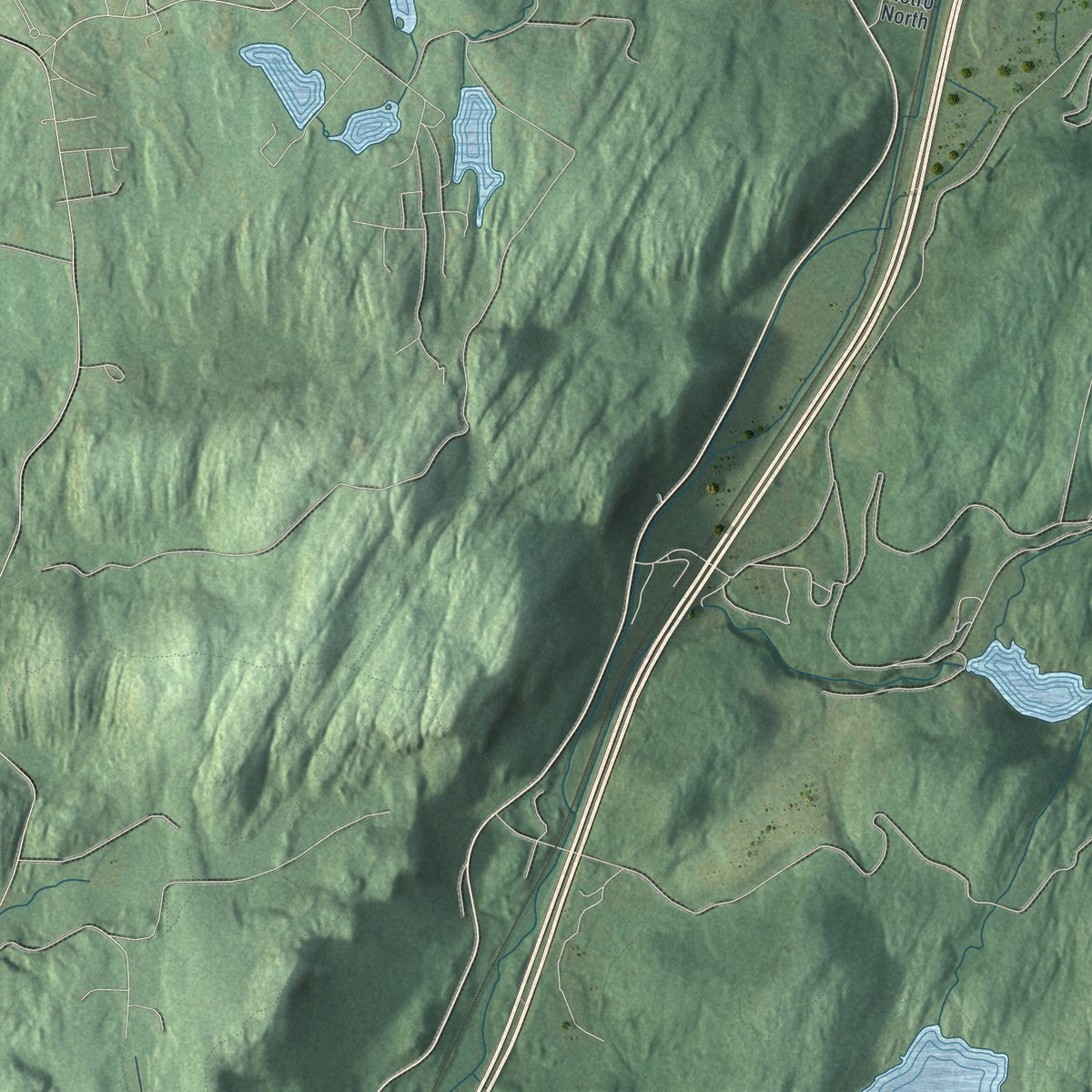 Second close-up of the map of the Town of Woodbury, New York print showing more streets and buildings
