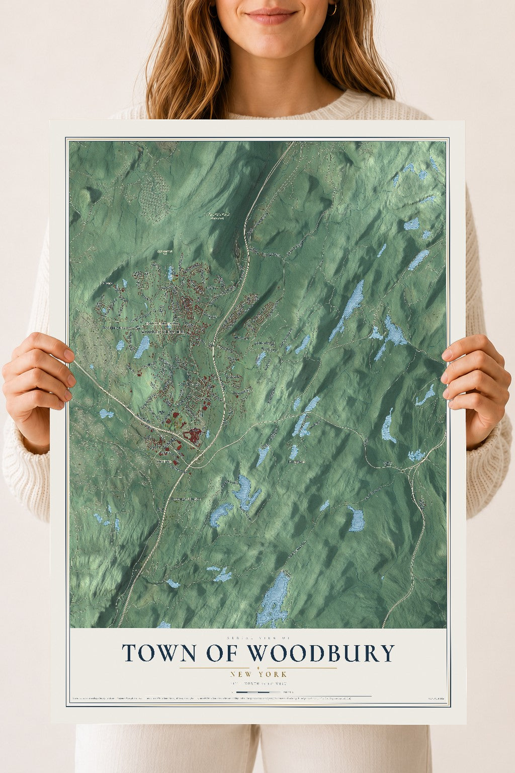 Map of the Town of Woodbury, New York, 18 x 24 inch unframed archival matte print