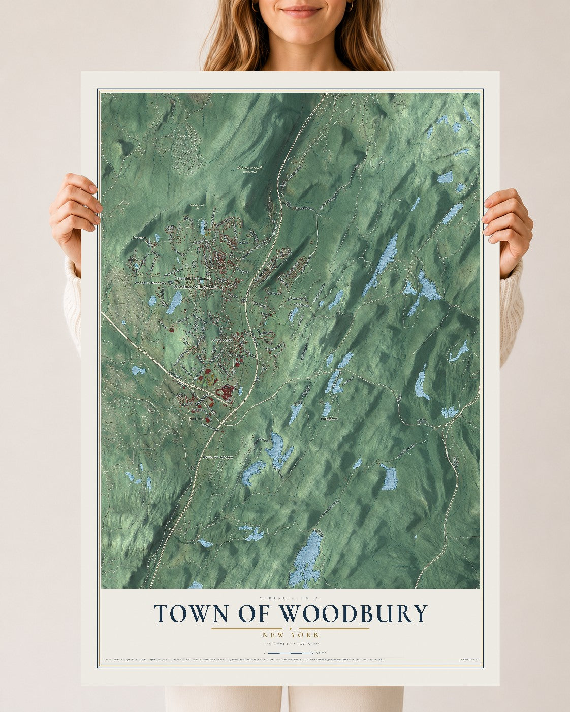 Map of the Town of Woodbury, New York, 24 x 36 inch unframed archival matte print