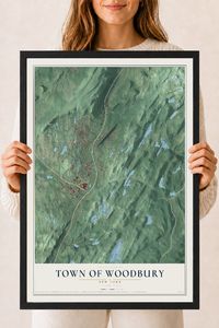 Map of the Town of Woodbury, New York, 18 x 24 inch print in a black wood frame