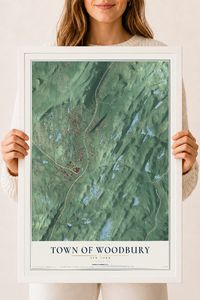 Map of the Town of Woodbury, New York, 18 x 24 inch print in a white wood frame