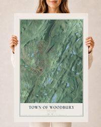 Map of the Town of Woodbury, New York, 24 x 36 inch print in a white wood frame