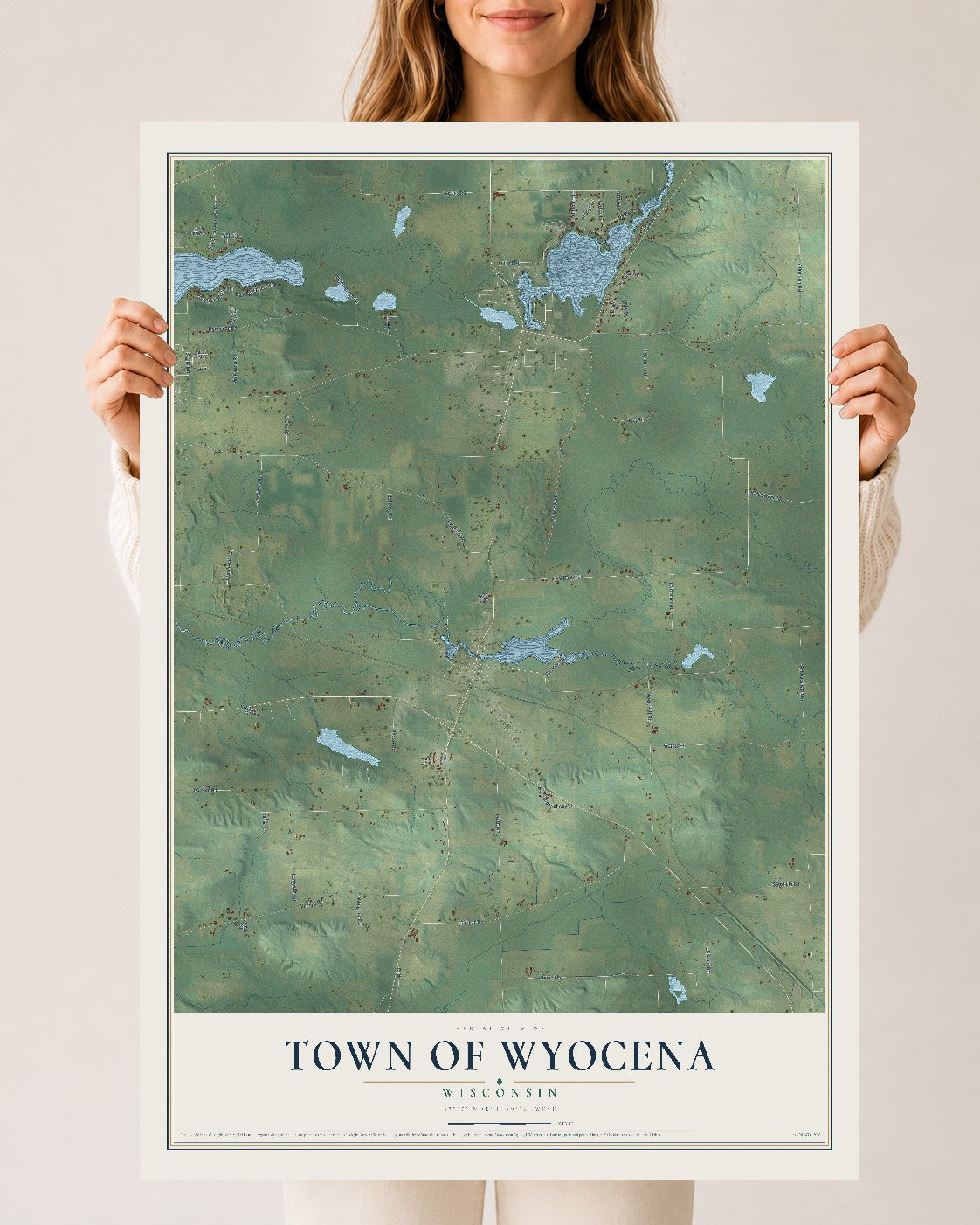 Map of the Town of Wyocena, Wisconsin, 24 x 36 inch unframed archival matte print