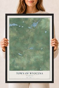 Map of the Town of Wyocena, Wisconsin, 18 x 24 inch print in a black wood frame