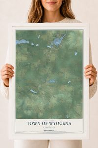 Map of the Town of Wyocena, Wisconsin, 18 x 24 inch print in a white wood frame