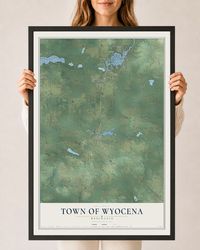 Map of the Town of Wyocena, Wisconsin, 24 x 36 inch print in a black wood frame
