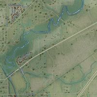 Close-up of the map of Turtle, Wisconsin print showing street and building detail