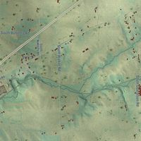 Second close-up of the map of Turtle, Wisconsin print showing more streets and buildings