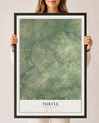 Map of Turtle, Wisconsin, 24 x 36 inch print in a black wood frame
