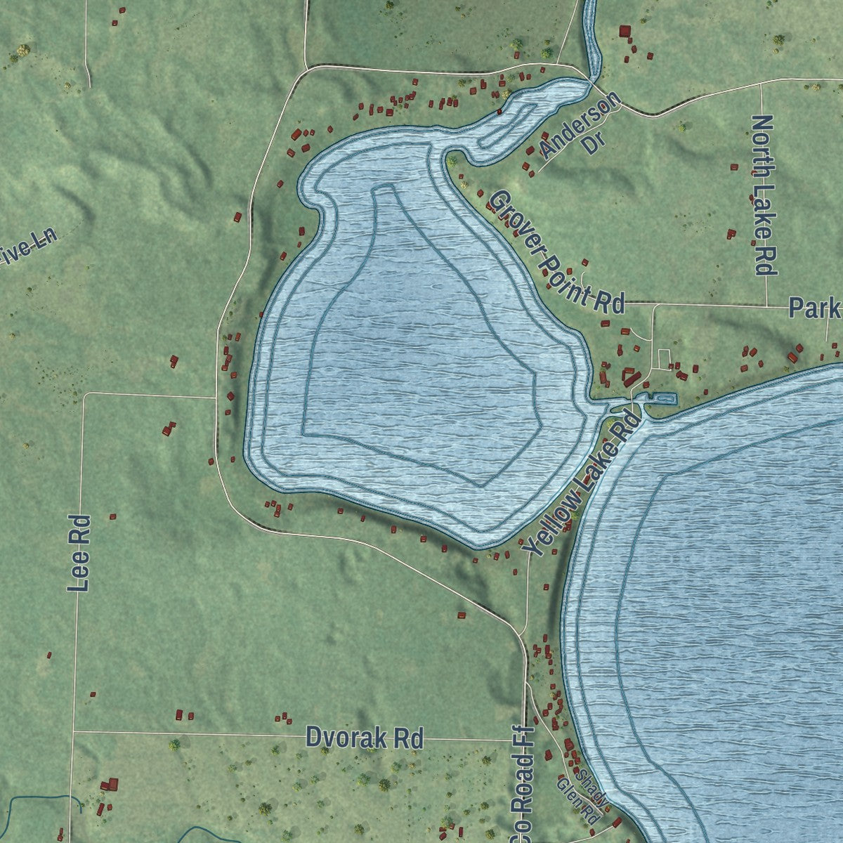 Second close-up of the map of Union, Burnett County, Wisconsin print showing more streets and buildings
