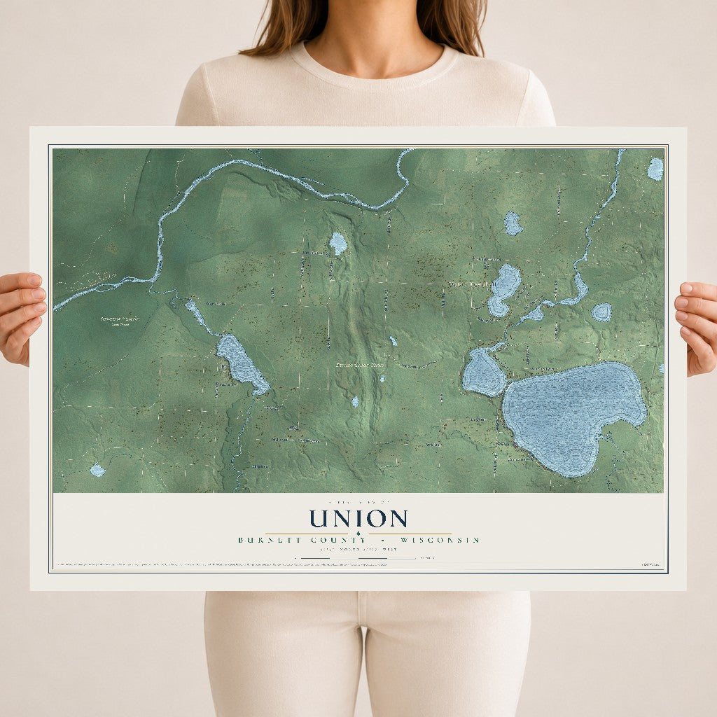 Map of Union, Burnett County, Wisconsin, 18 x 24 inch unframed archival matte print