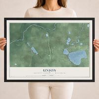 Map of Union, Burnett County, Wisconsin, 18 x 24 inch print in a black wood frame