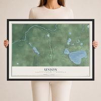 Map of Union, Burnett County, Wisconsin, 24 x 36 inch print in a black wood frame