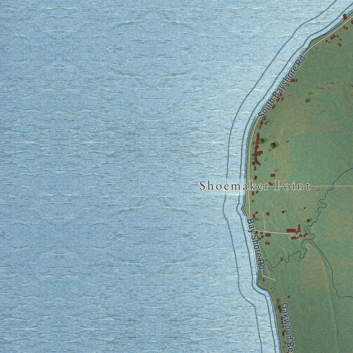 Second close-up of the map of Union, Door County, Wisconsin print showing more streets and buildings