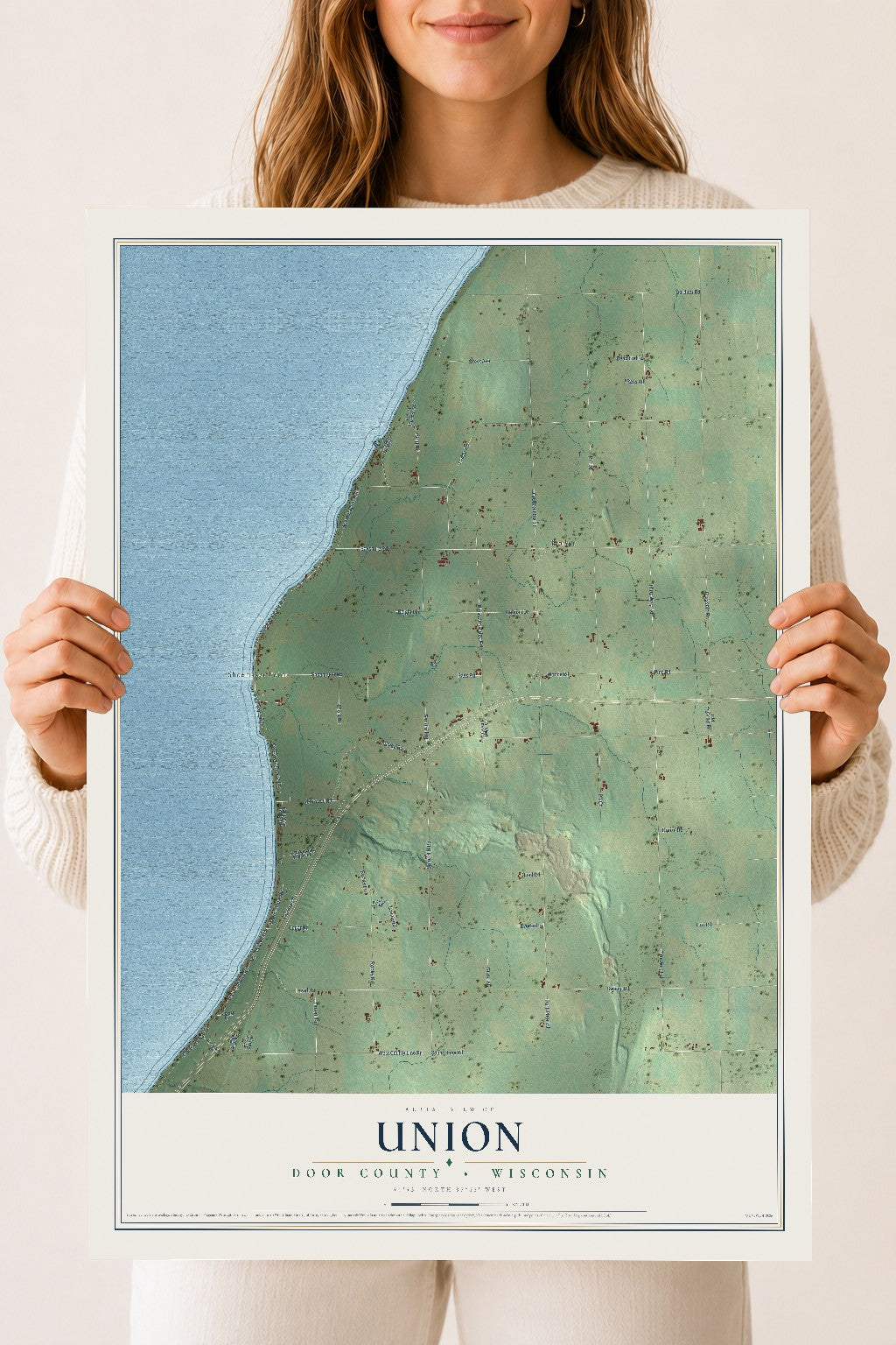 Map of Union, Door County, Wisconsin, 18 x 24 inch unframed archival matte print