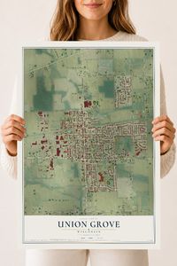 Map of Union Grove, Wisconsin, 18 x 24 inch unframed archival matte print