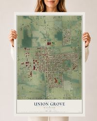 Map of Union Grove, Wisconsin, 24 x 36 inch unframed archival matte print