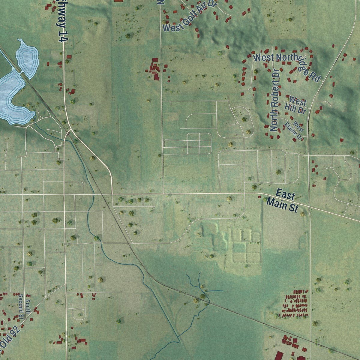 Close-up of the map of Union, Rock County, Wisconsin print showing street and building detail