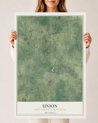 Map of Union, Rock County, Wisconsin, 24 x 36 inch unframed archival matte print