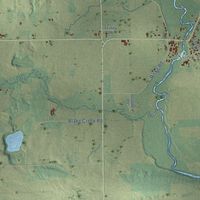 Close-up of the map of Union, Waupaca County, Wisconsin print showing street and building detail