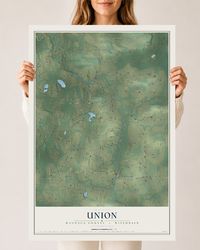 Map of Union, Waupaca County, Wisconsin, 24 x 36 inch unframed archival matte print