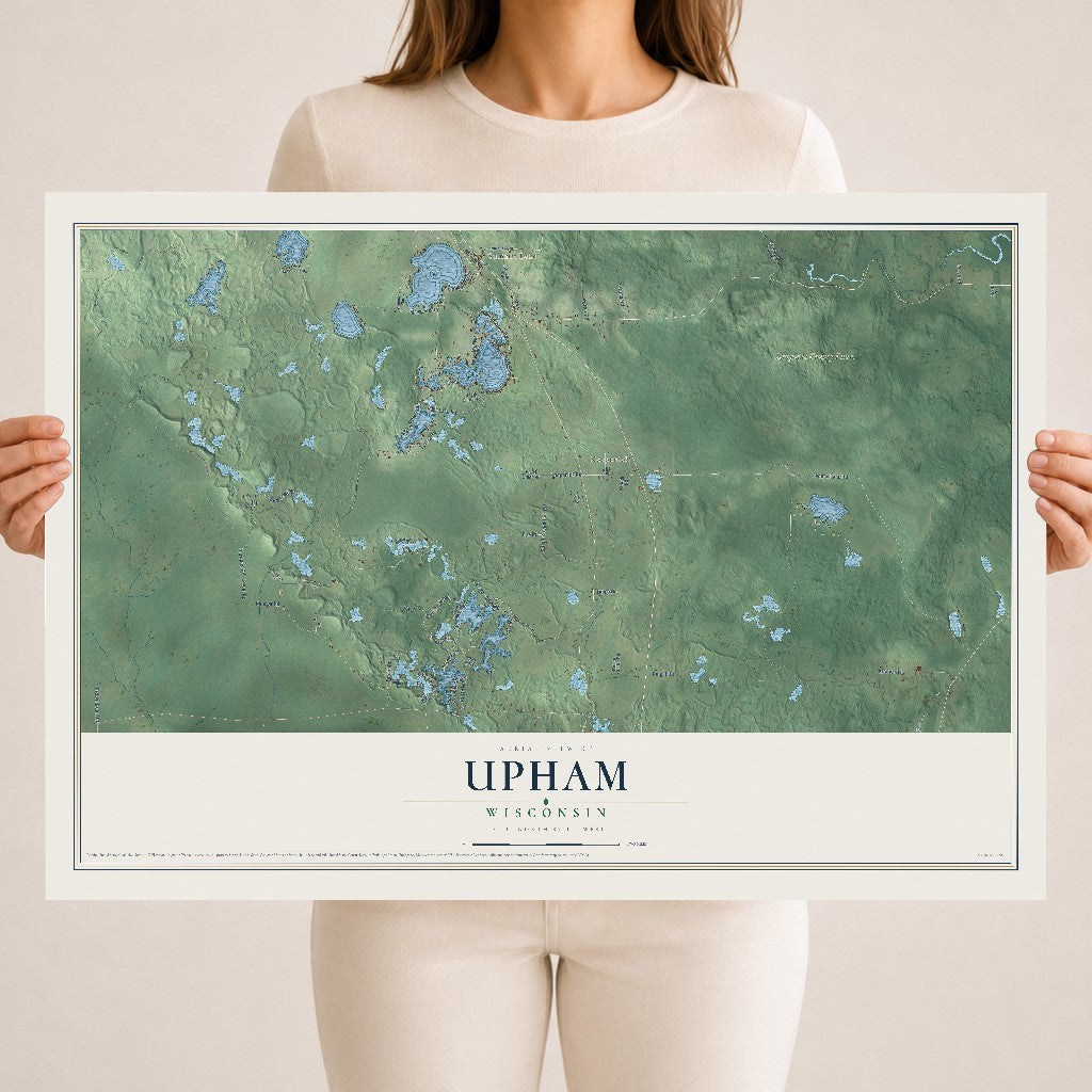 Map of Upham, Wisconsin, 18 x 24 inch unframed archival matte print