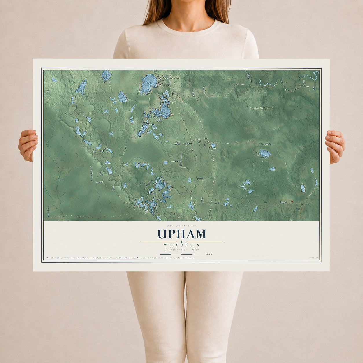 Map of Upham, Wisconsin, 24 x 36 inch unframed archival matte print