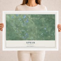 Map of Upham, Wisconsin, 18 x 24 inch print in a white wood frame