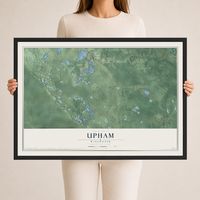 Map of Upham, Wisconsin, 24 x 36 inch print in a black wood frame