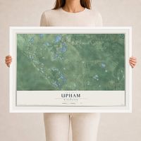 Map of Upham, Wisconsin, 24 x 36 inch print in a white wood frame