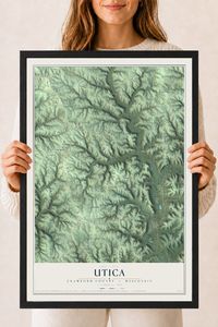 Map of Utica, Crawford County, Wisconsin, 18 x 24 inch print in a black wood frame