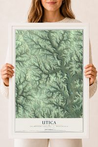 Map of Utica, Crawford County, Wisconsin, 18 x 24 inch print in a white wood frame