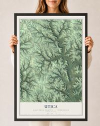 Map of Utica, Crawford County, Wisconsin, 24 x 36 inch print in a black wood frame