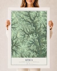 Map of Utica, Crawford County, Wisconsin, 24 x 36 inch print in a white wood frame