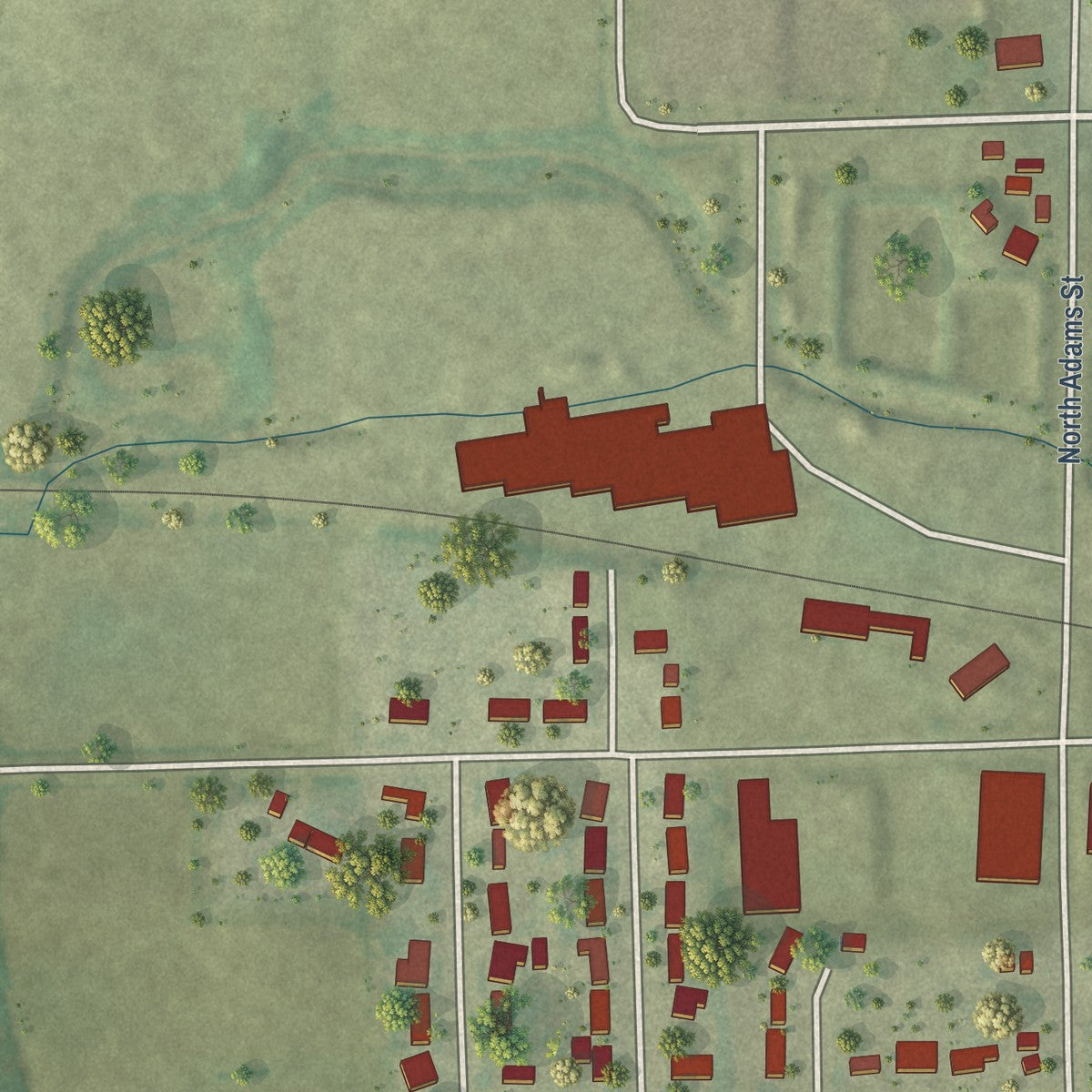 Second close-up of the map of Valders, Wisconsin print showing more streets and buildings
