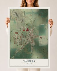 Map of Valders, Wisconsin, 24 x 36 inch unframed archival matte print