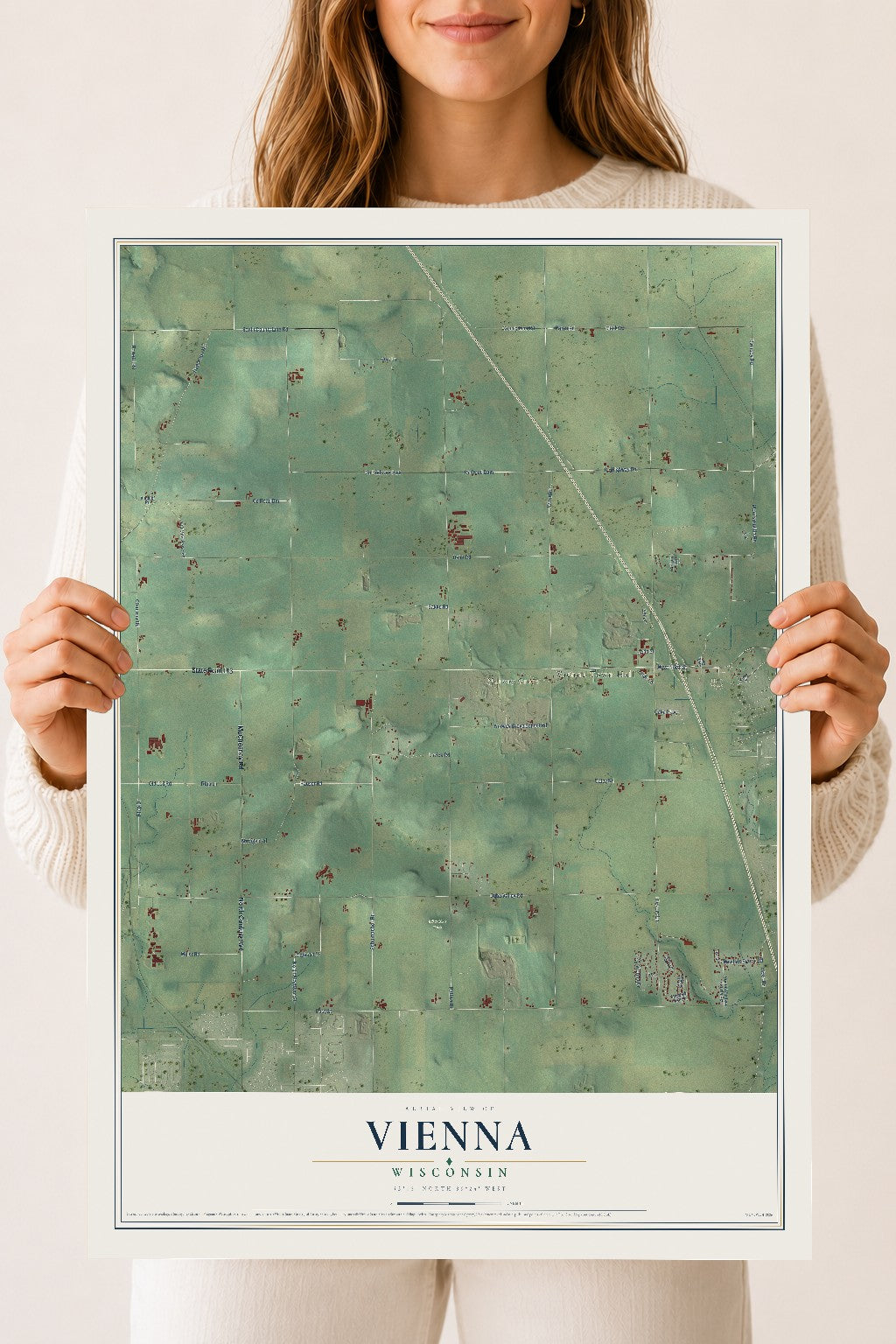 Map of Vienna, Wisconsin, 18 x 24 inch unframed archival matte print