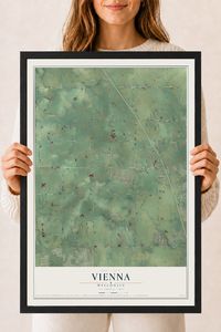 Map of Vienna, Wisconsin, 18 x 24 inch print in a black wood frame