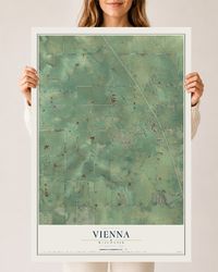 Map of Vienna, Wisconsin, 24 x 36 inch unframed archival matte print